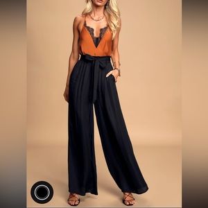 *NWT* Lulus Go with the Flow Wide-Leg Satin Pants